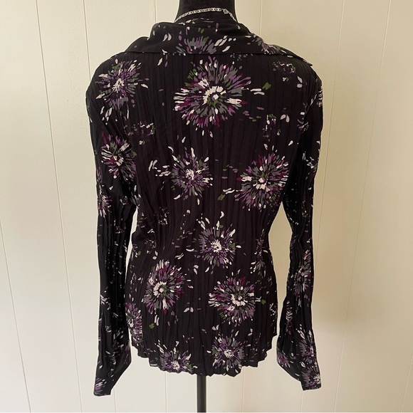 Y2k ruffle purple long sleeve floral top - Picture 4 of 6